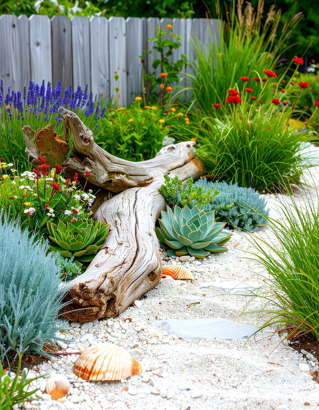 The Coastal Driftwood Garden - 30 garden art ideas