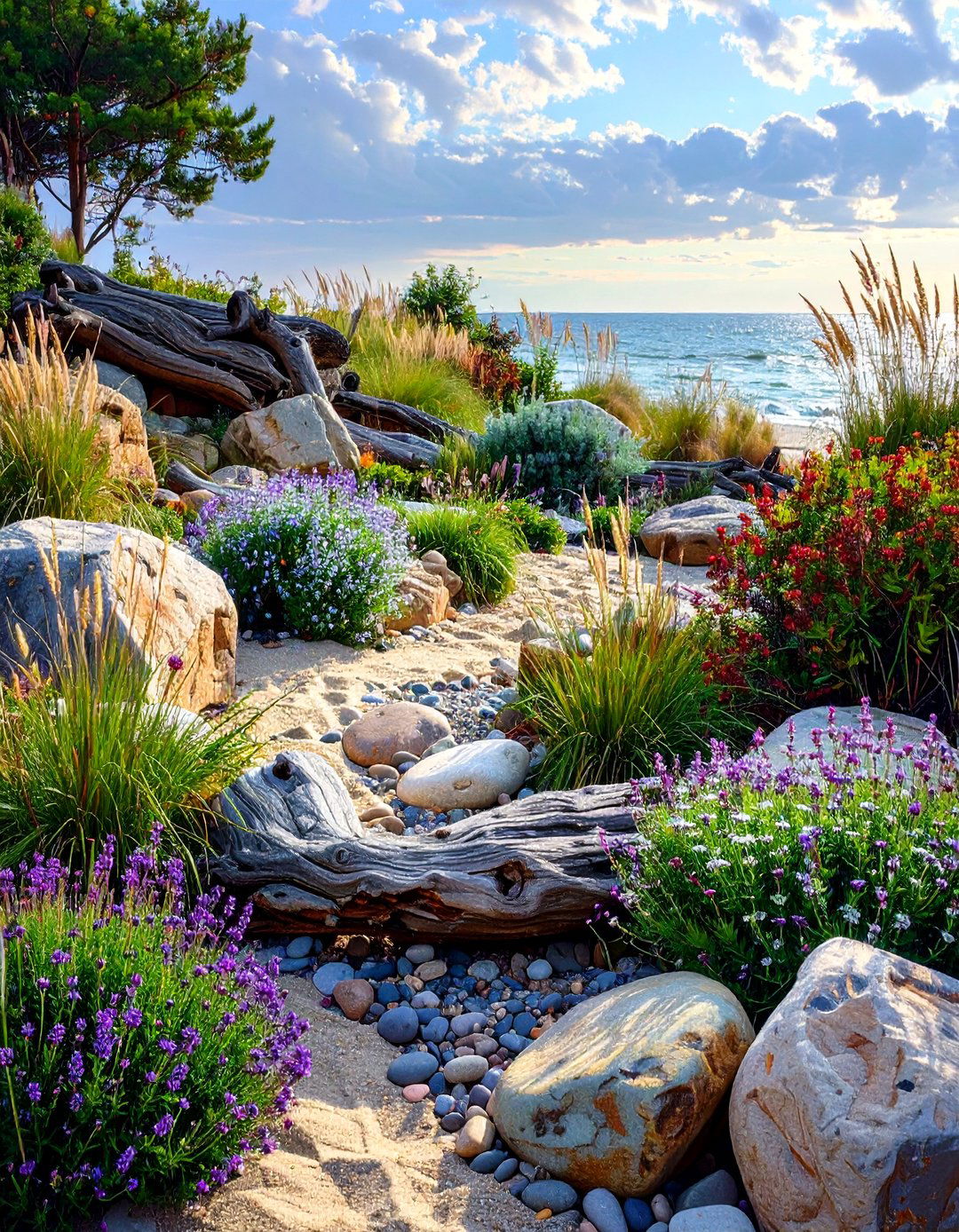 The Coastal Driftwood Rock Garden - 30 ai rock garden design ideas