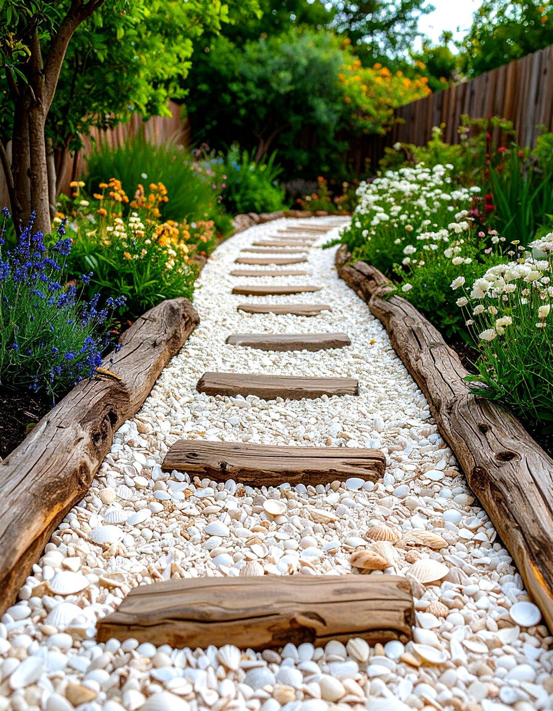 The Coastal Driftwood and Shell Garden Pathway - 30 garden pathway ideas
