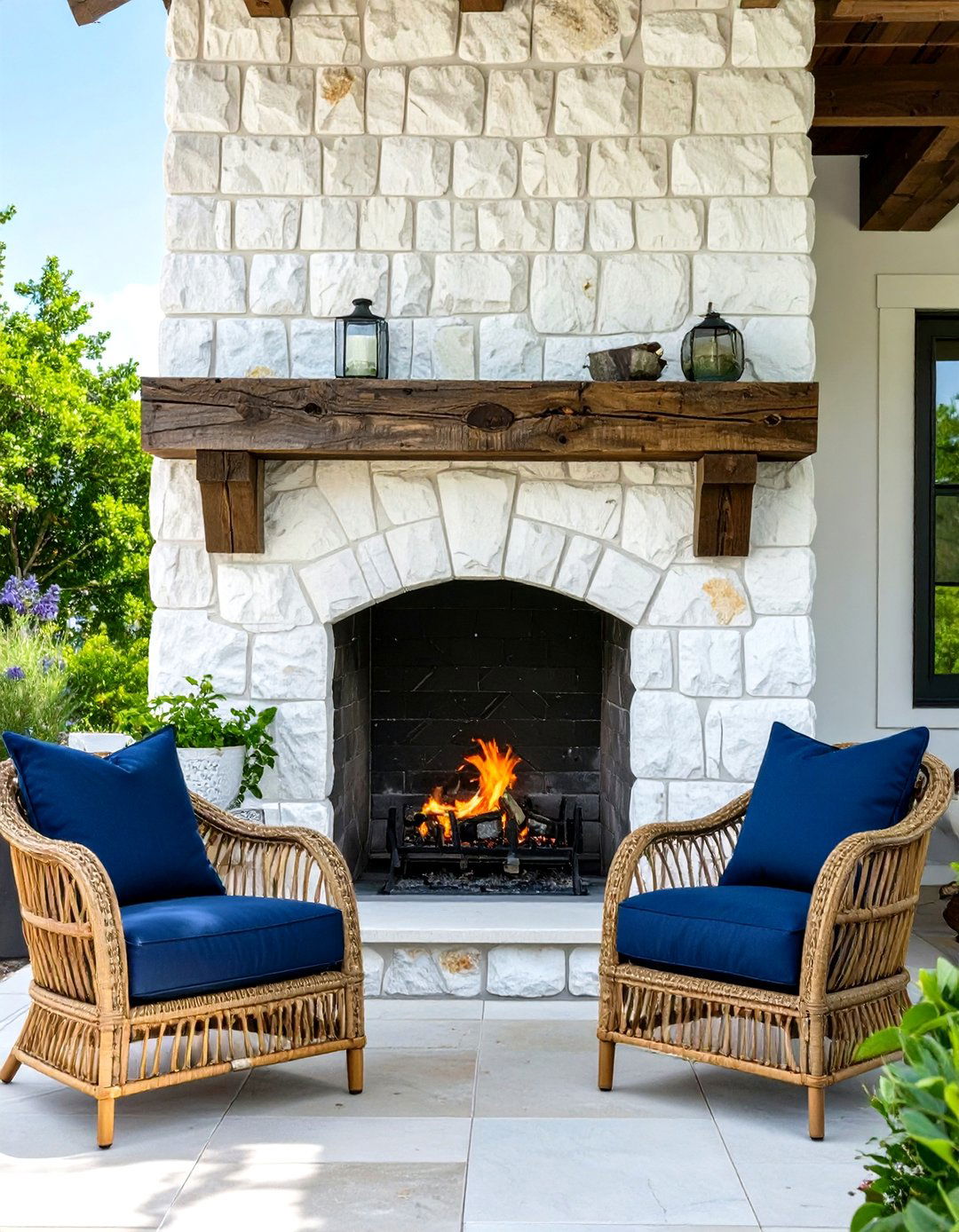 The Coastal Farmhouse Outdoor Fireplace - 30 modern outdoor fireplace ideas