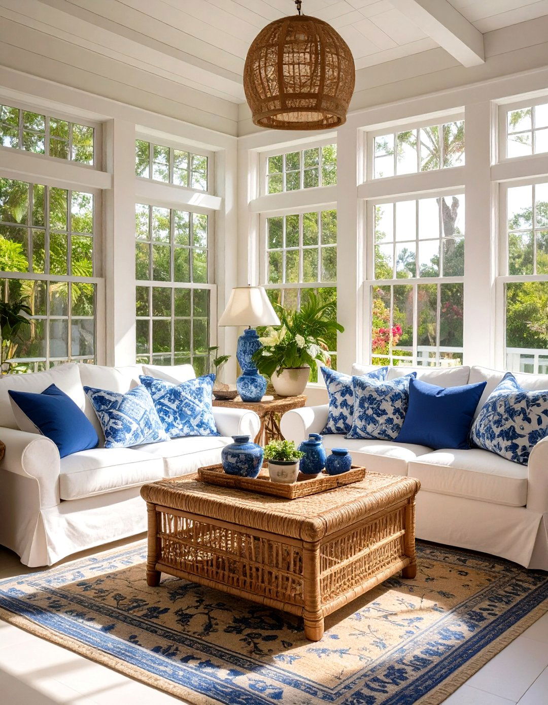 The Coastal Grandmother Chic Sunroom - 30 maximalism interior design ideas