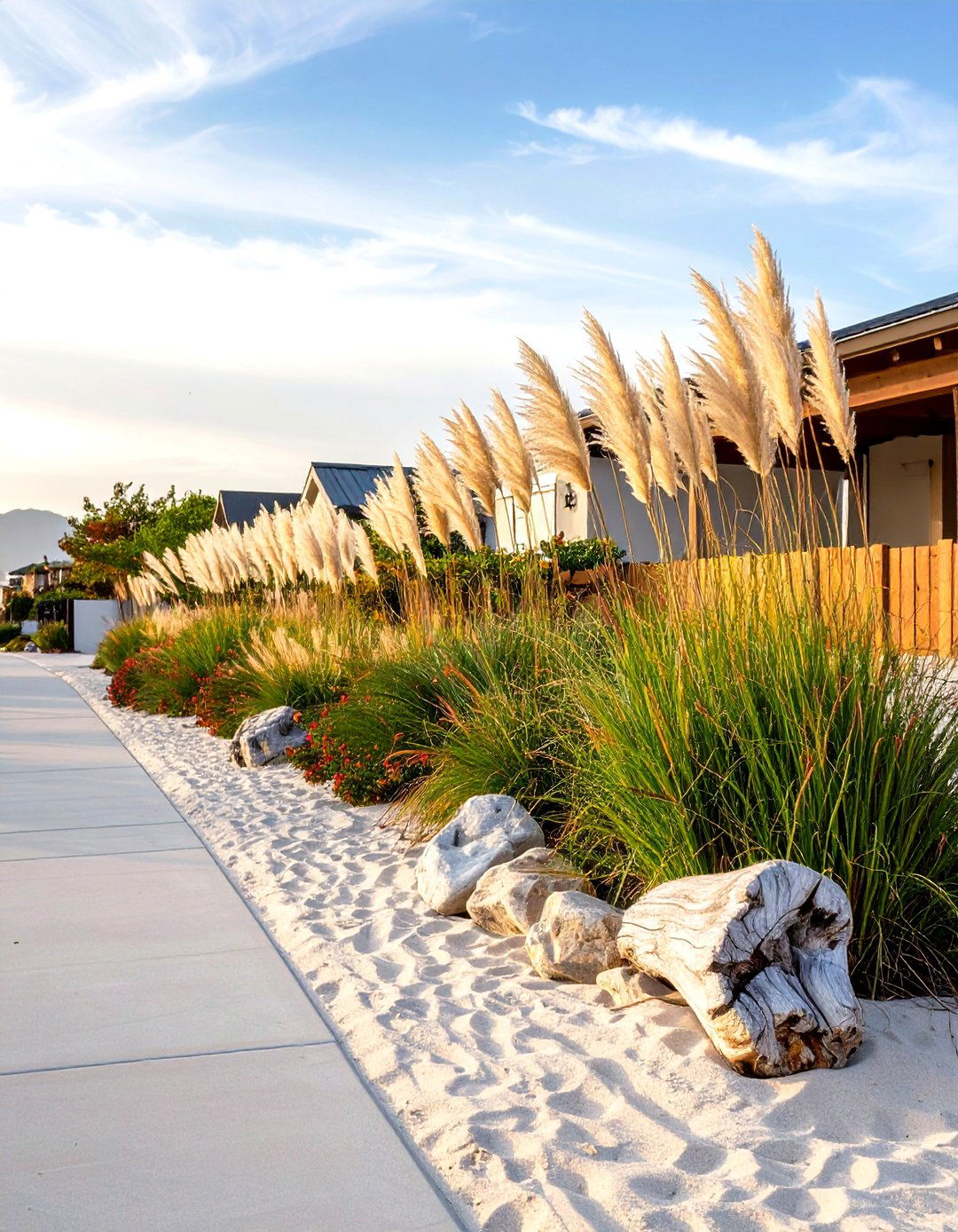 The Coastal Grasses and Driftwood Theme - 30 driveway border landscaping ideas