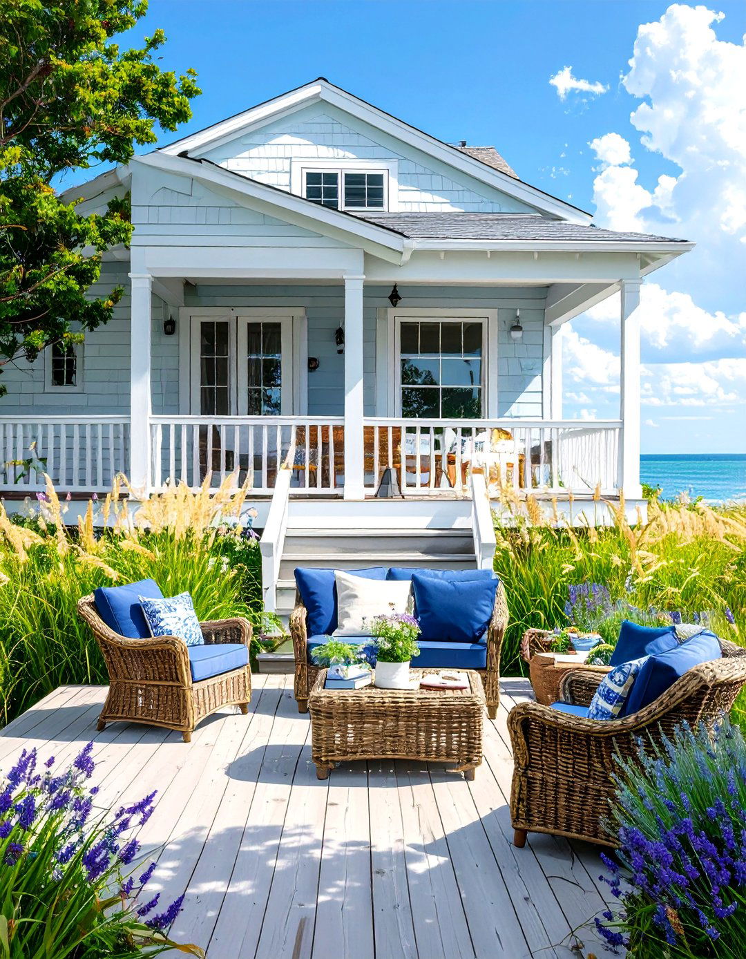 The Coastal Inspired Deck Getaway - 30 backyard 2 level deck designs