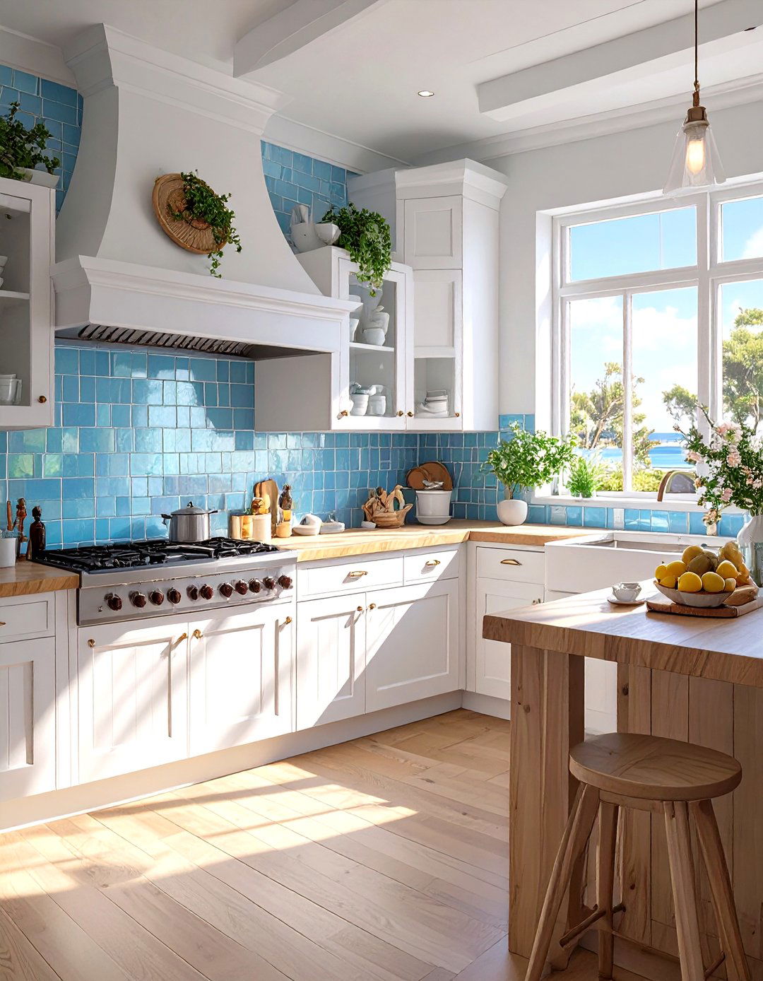 The Coastal Inspired Glass Tile Kitchen - 30 modern kitchen backsplash ideas