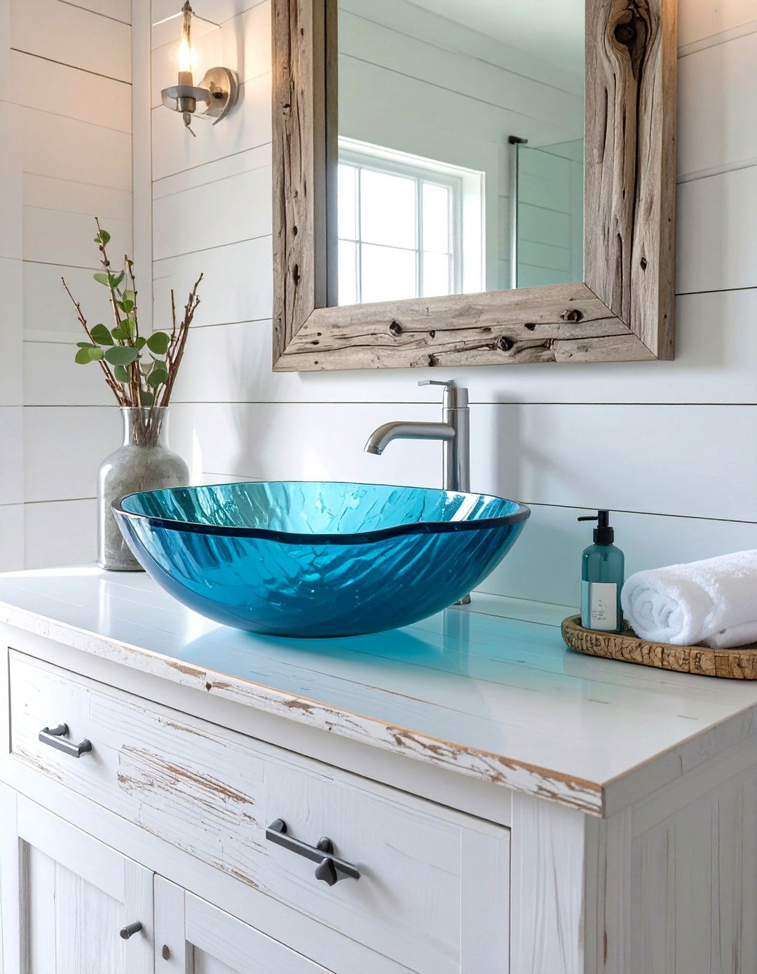The Coastal Inspired Glass Vessel Bathroom Sink - 30 bathroom sink ideas