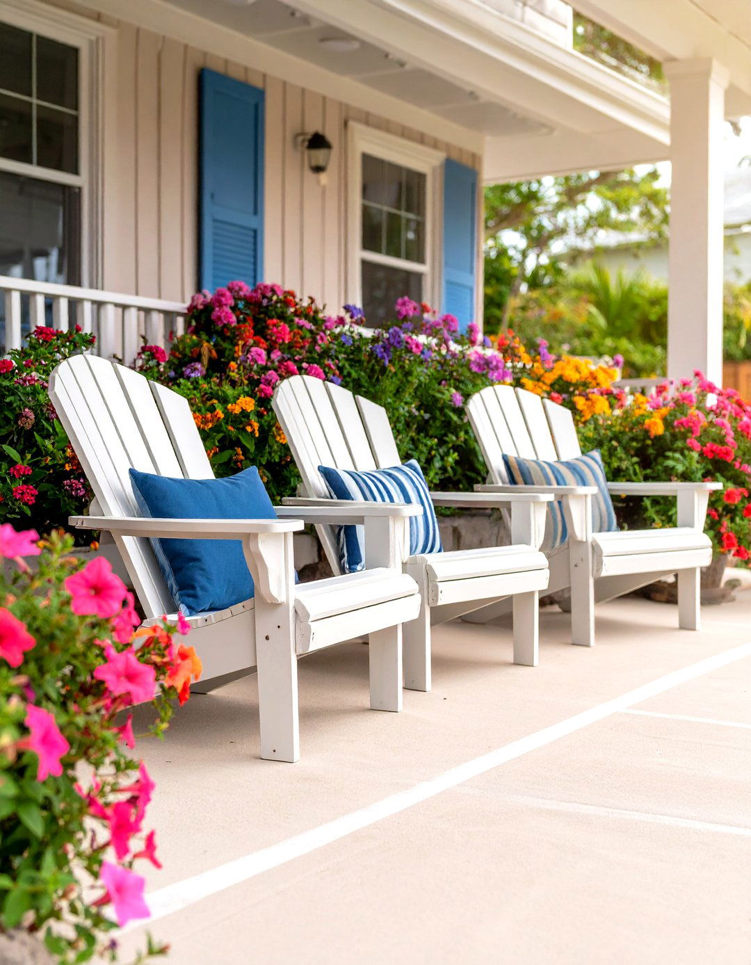 The Coastal Inspired Painted Concrete - 30 inexpensive ways to cover concrete patio ideas