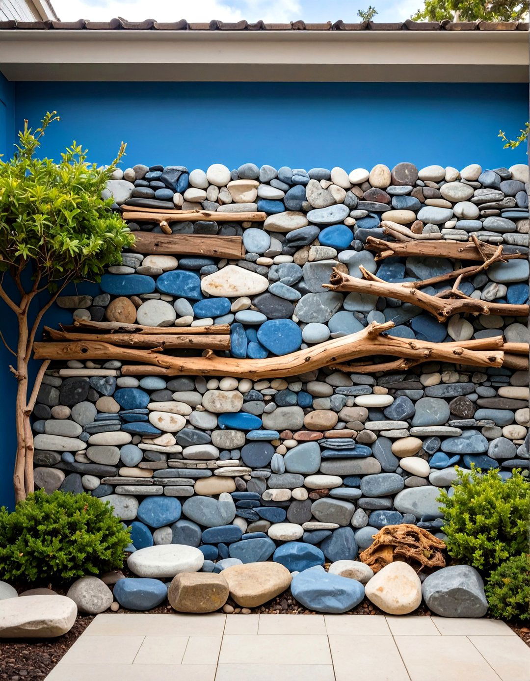 The Coastal Pebble Garden Wall - 30 garden wall ideas