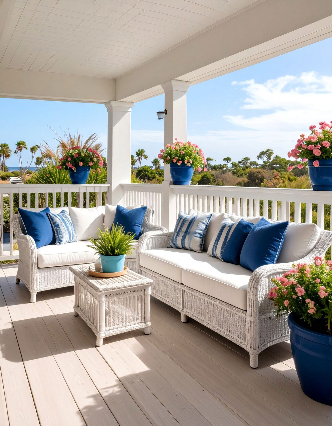 The Coastal Retreat Balcony Garden - 30 ai balcony garden design ideas