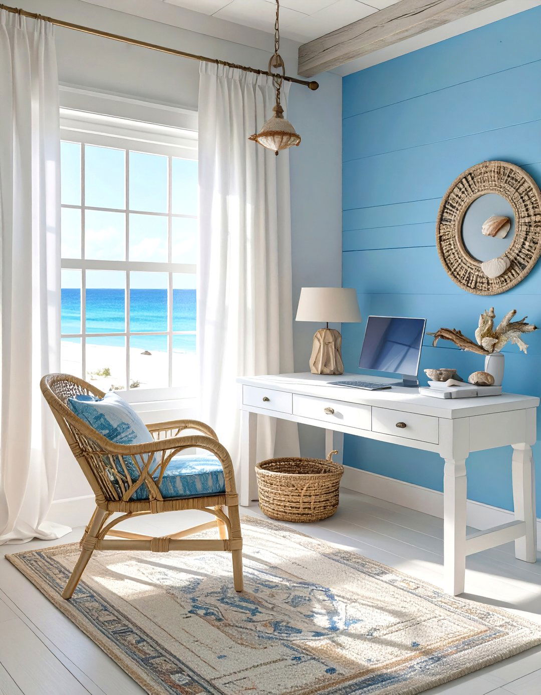 The Coastal Retreat Office - 30 creative small office interior design ideas