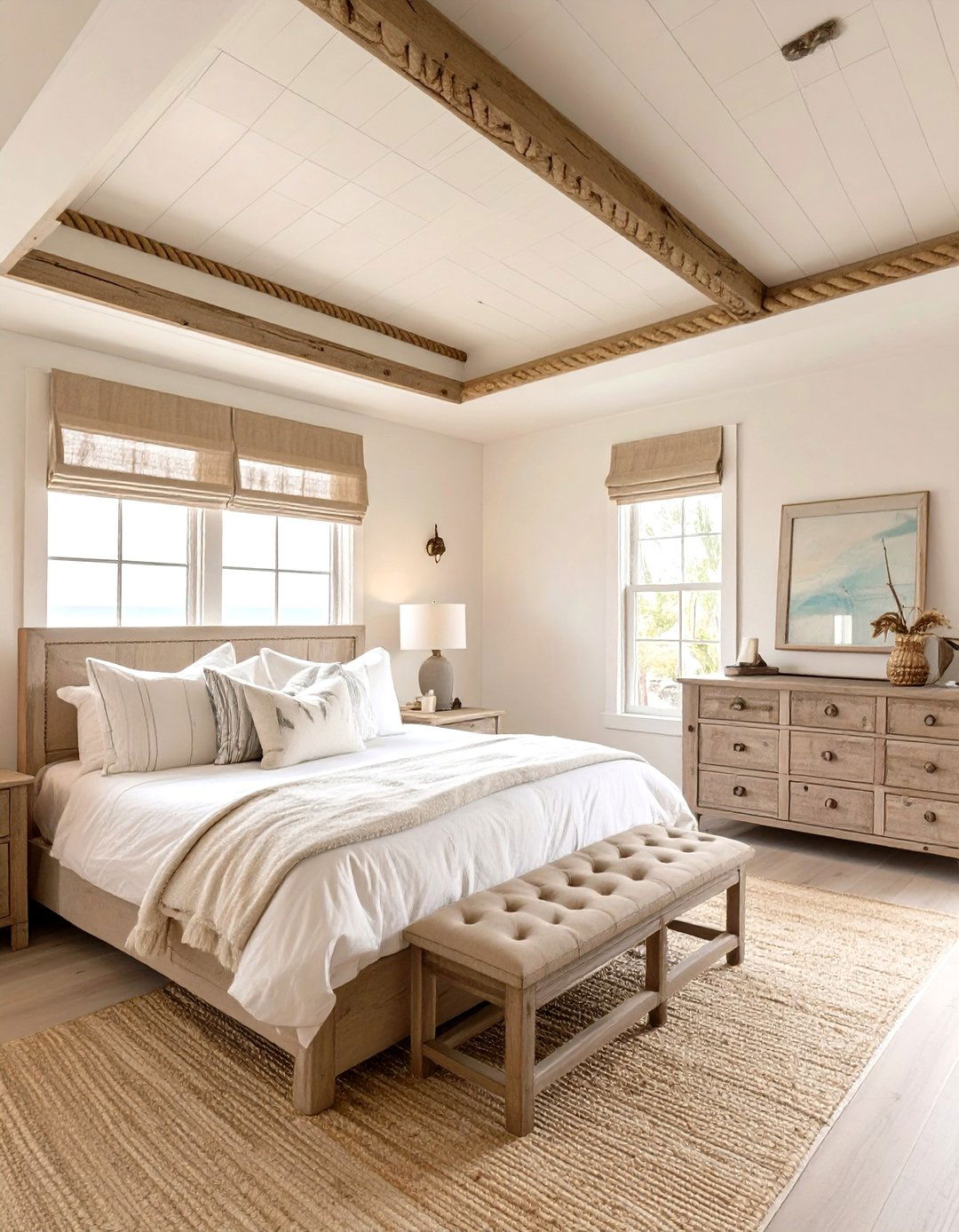 The Coastal Rope Inlay Bedroom Ceiling - 30 master bedroom tray ceiling ideas