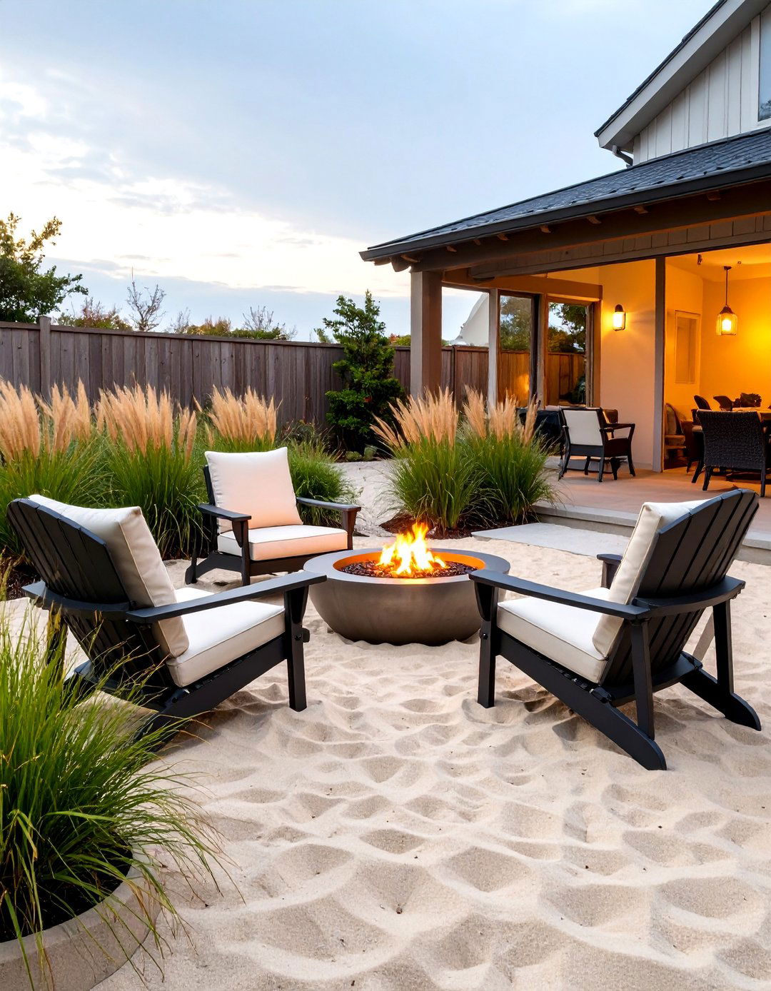 The Coastal Sand and Dune Grass Design - 30 backyard fire pit ideas landscaping on a budget
