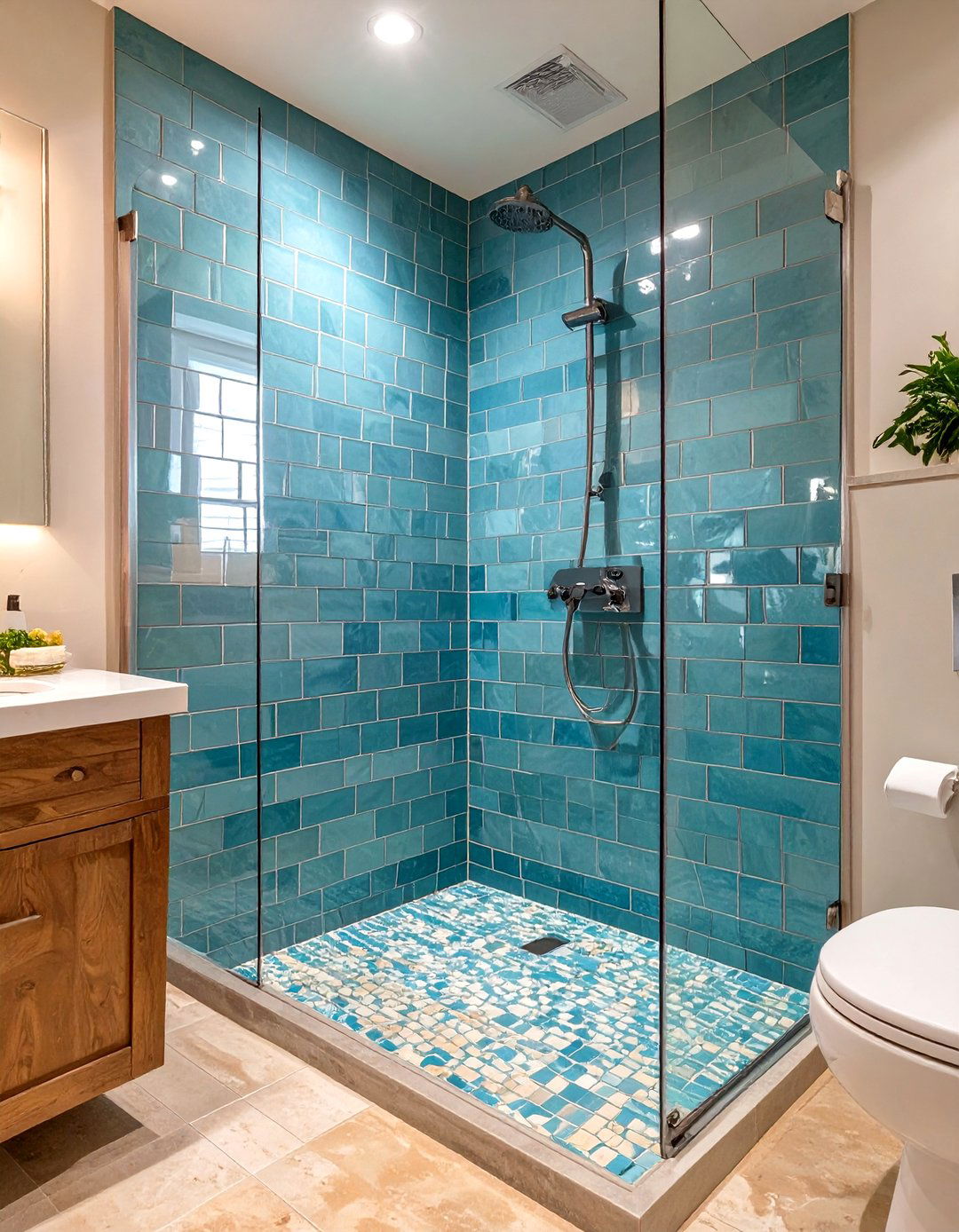 The Coastal Vibe Walk in Shower - 30 master bathroom walk in shower ideas