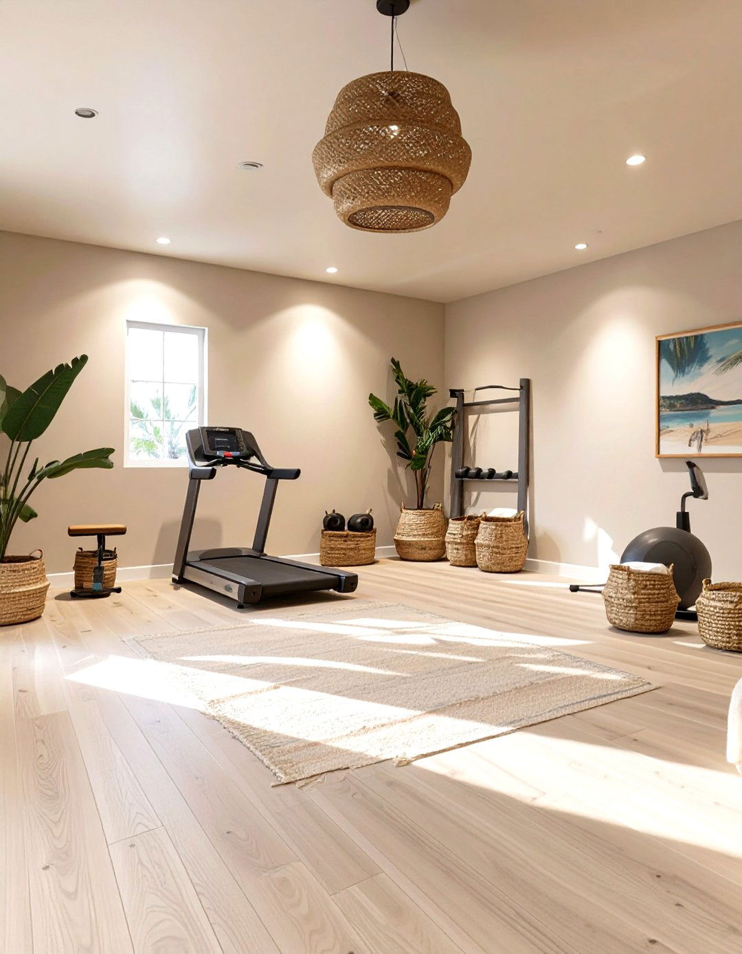 The Coastal Vibe Workout Room - 30 basement gym ideas