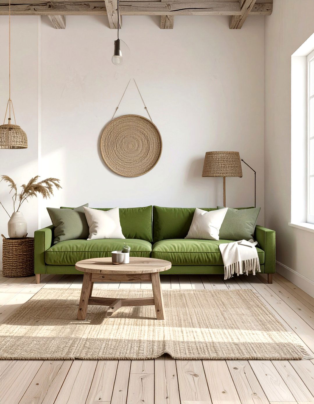 The Coastal Vibe with an Olive Green Sofa - 30 olive green sofa living room ideas