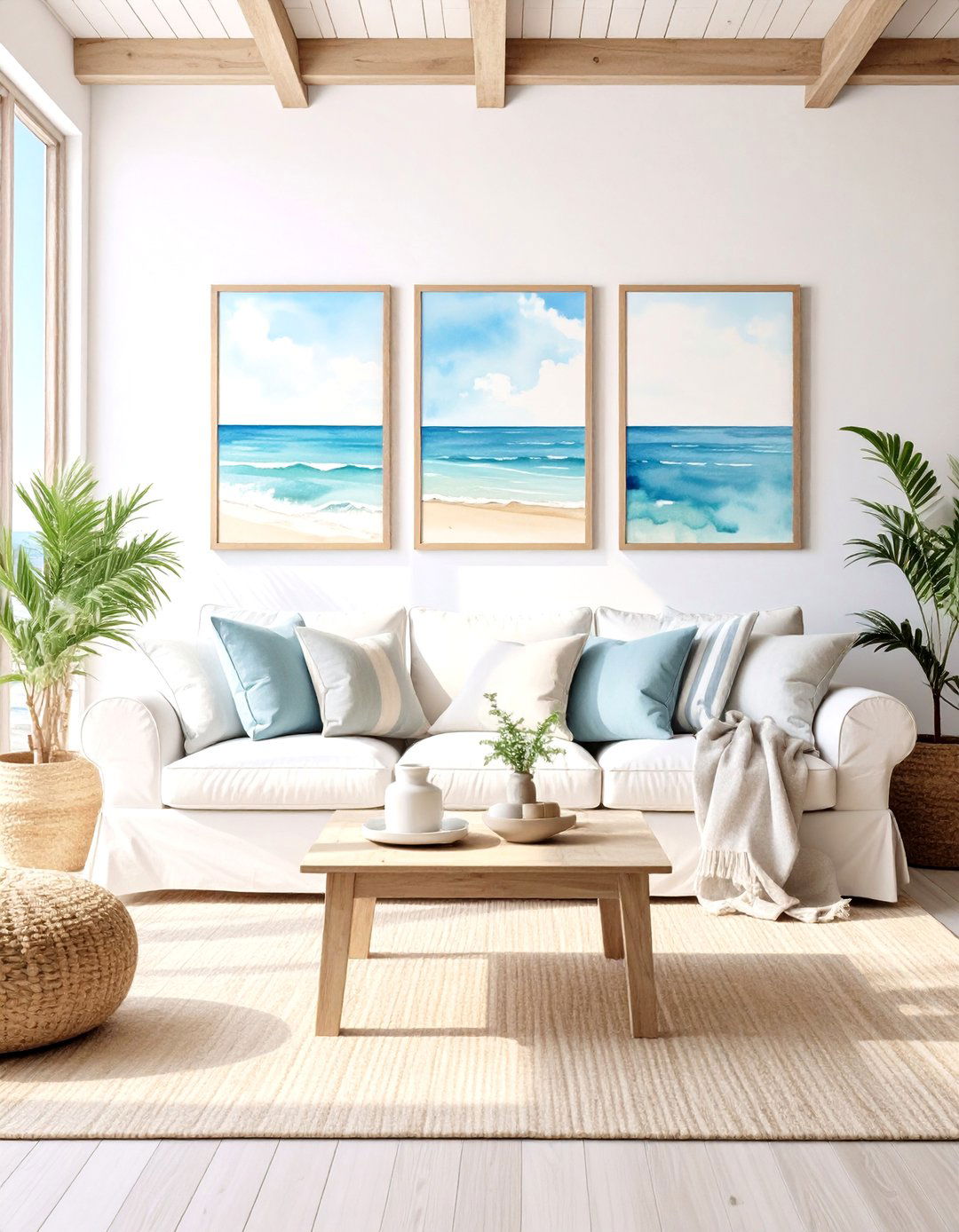The Coastal Watercolor Scenery - 30 living room art ideas