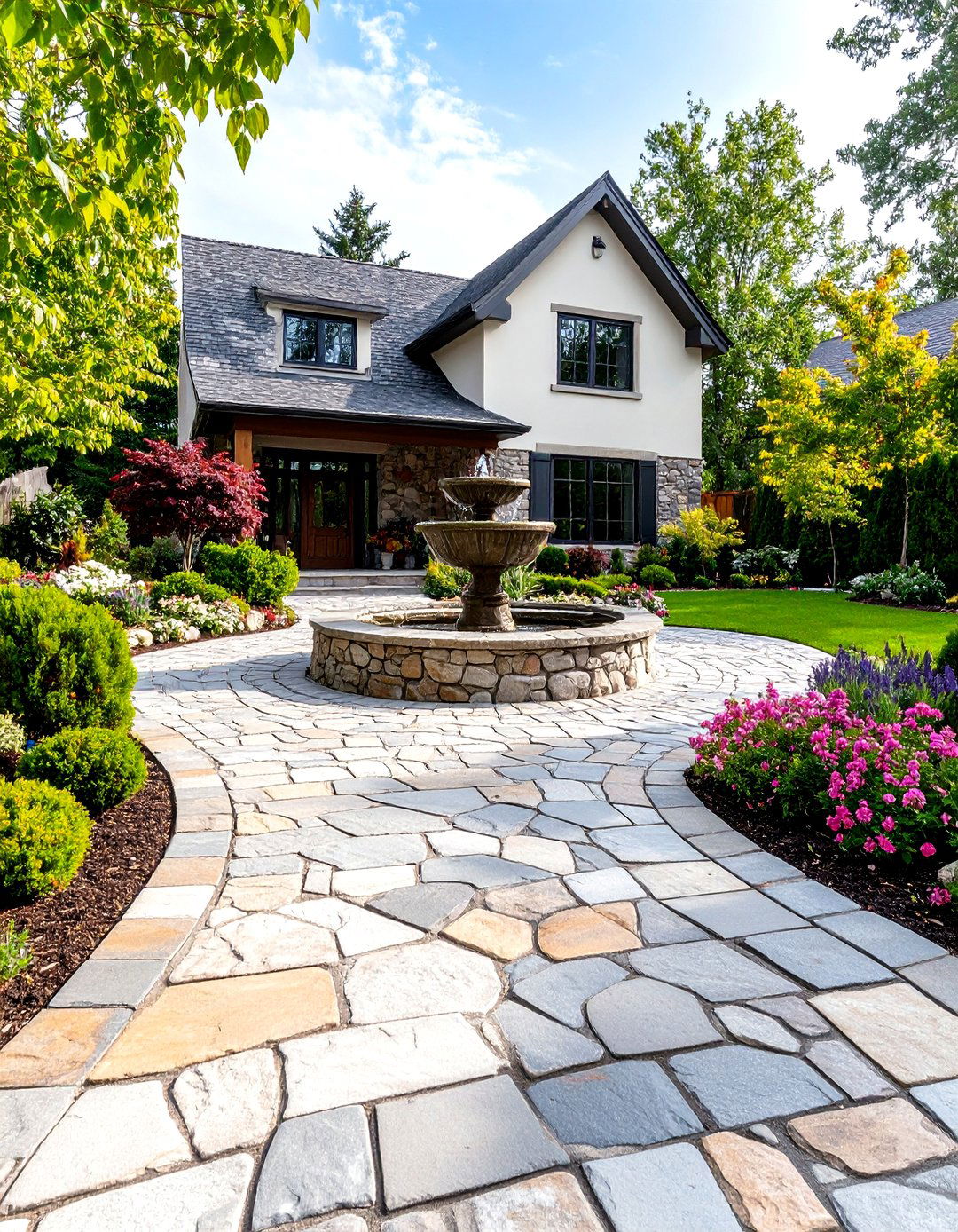 The Cobblestone Courtyard Entrance - 30 driveway landscape ideas