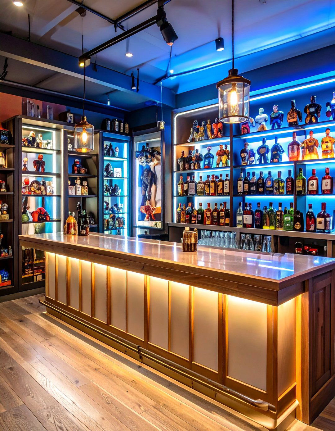 The Collectors Display Bar - 30 man cave bar ideas