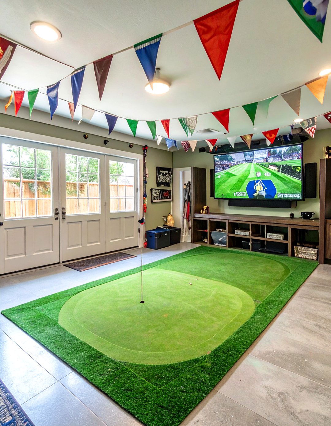 The Collegiate Pride Garage Golf Simulator - 30 garage golf simulator ideas