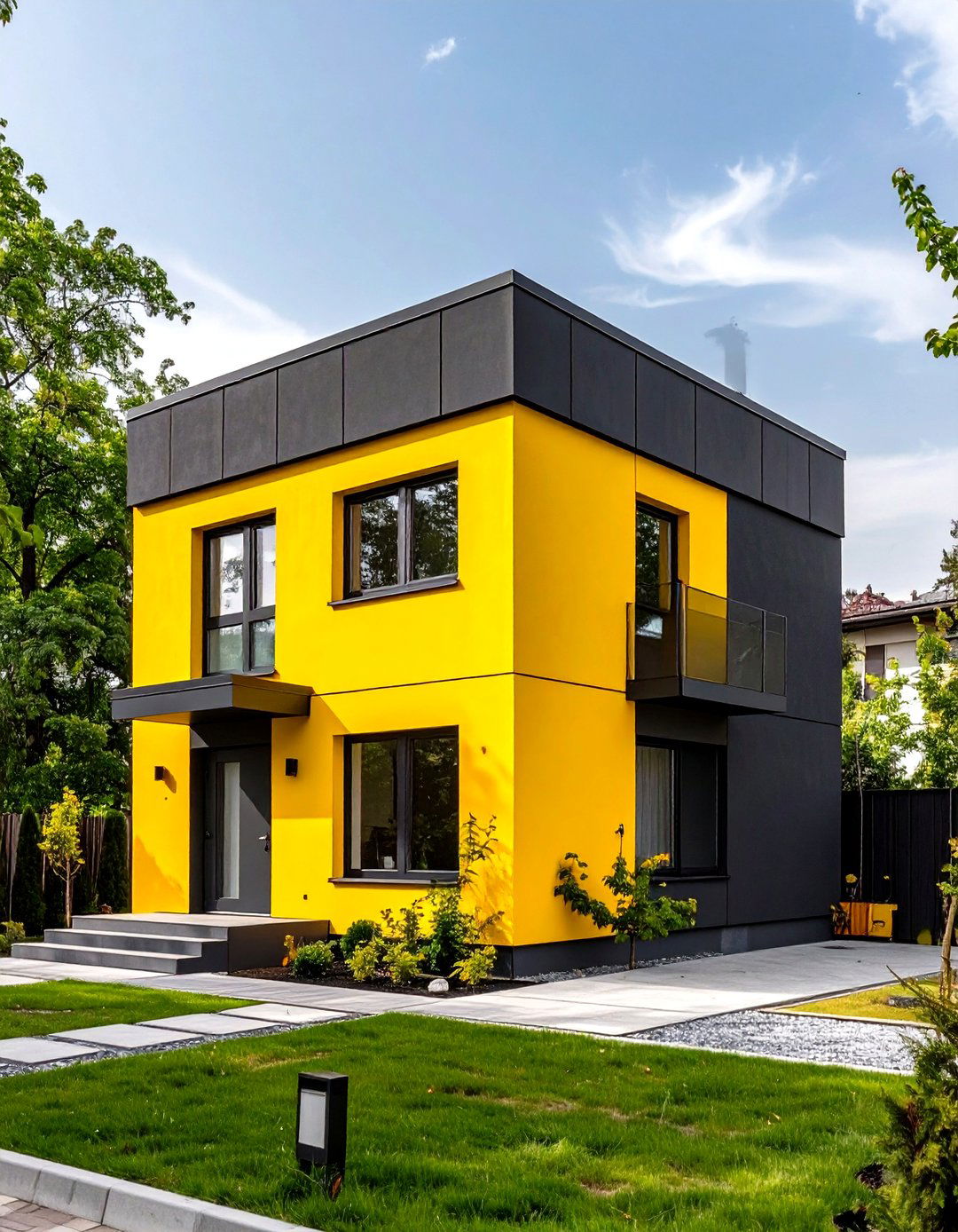 The Color Block Exterior - 30 low budget simple two storey house design ideas