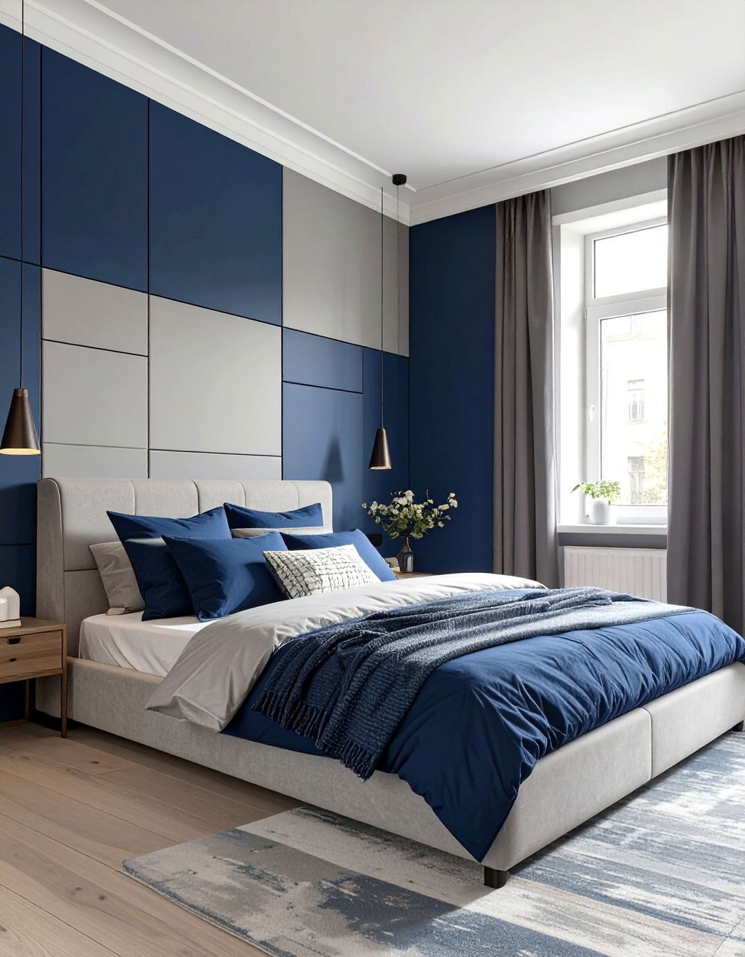 The Color Blocked Bedroom - 30 navy blue and grey bedroom ideas