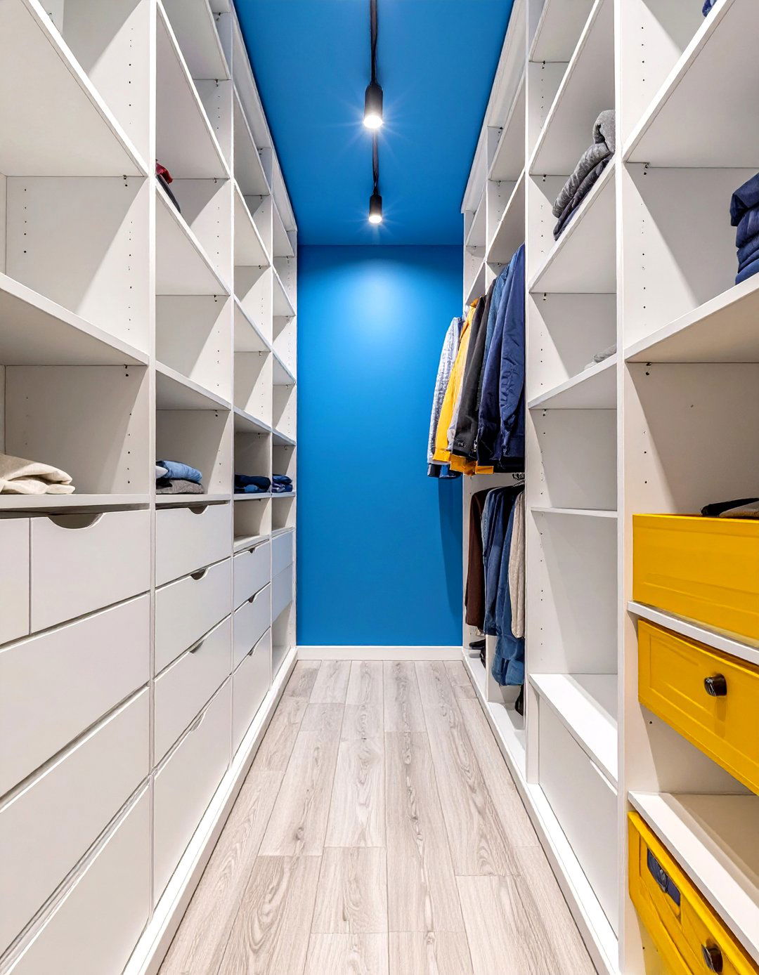 The Color Blocked Closet - 30 narrow walk in closet ideas
