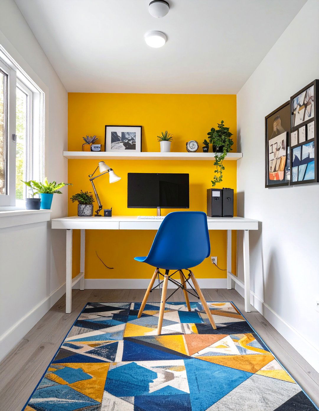 The Color Blocked Contemporary Garage Office - 30 garage office ideas