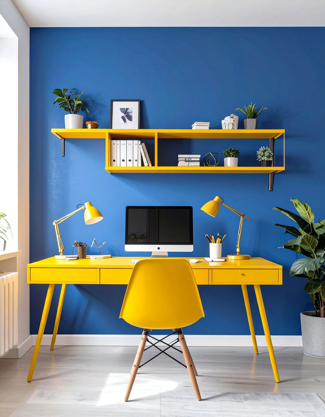 The Color Blocked Contemporary Home Office - 30 home office interior design ideas