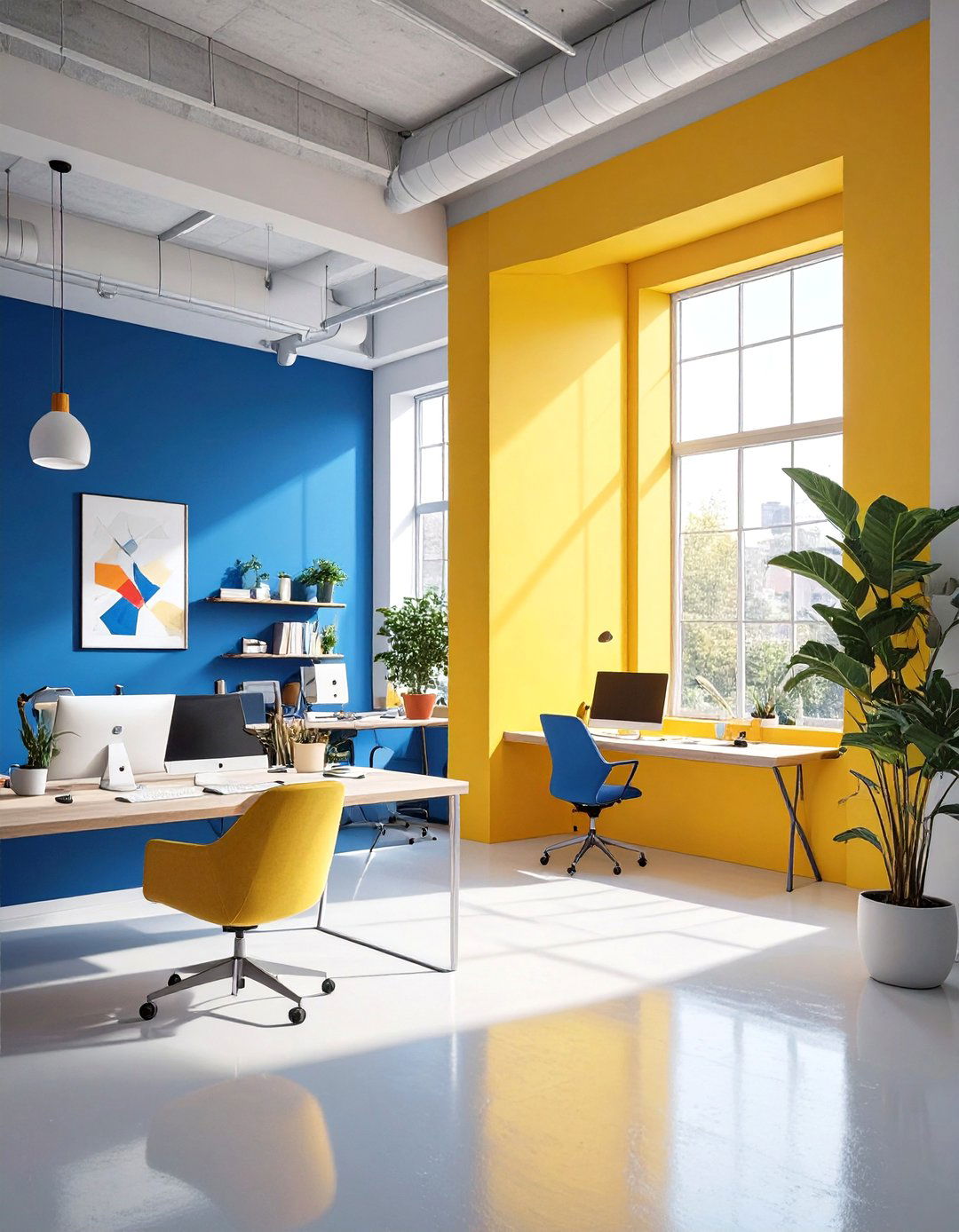 The Color Blocked Creative Studio - 30 modern office interior design ideas