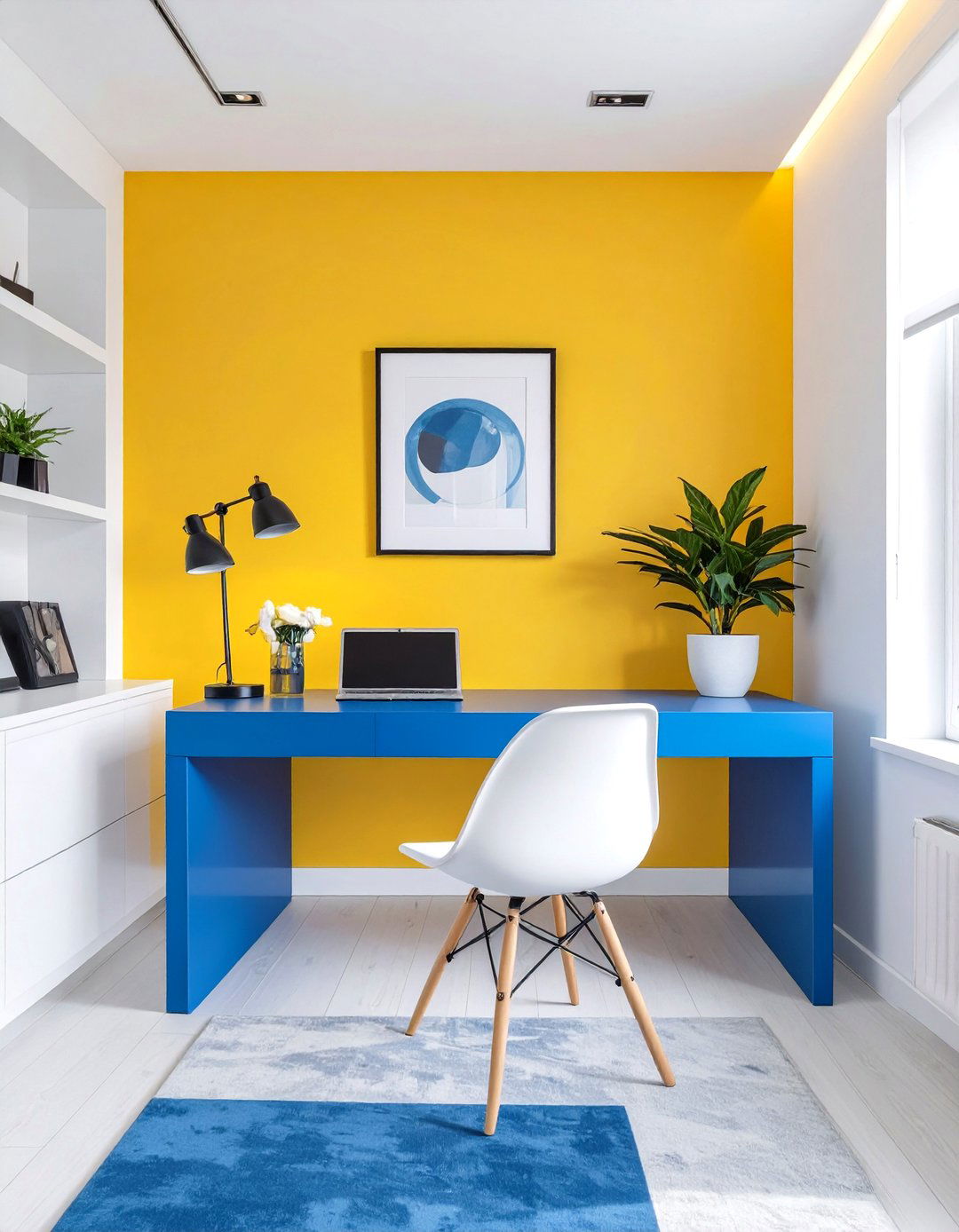 The Color Blocked Modern Office - 30 office  decorating ideas