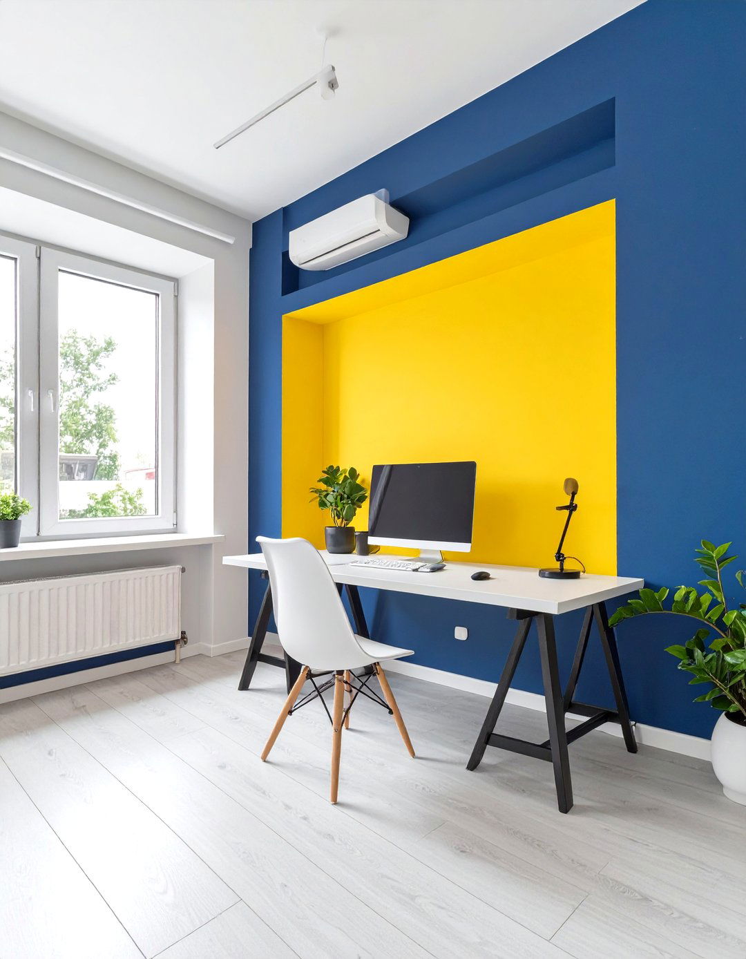 The Color Blocked Small Office - 30 modern office design ideas for small spaces