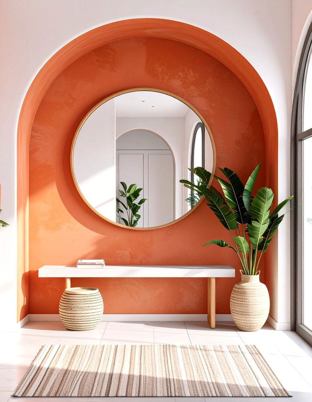 The Color Blocked Wall and Entryway Mirror - 30 modern entryway mirror ideas