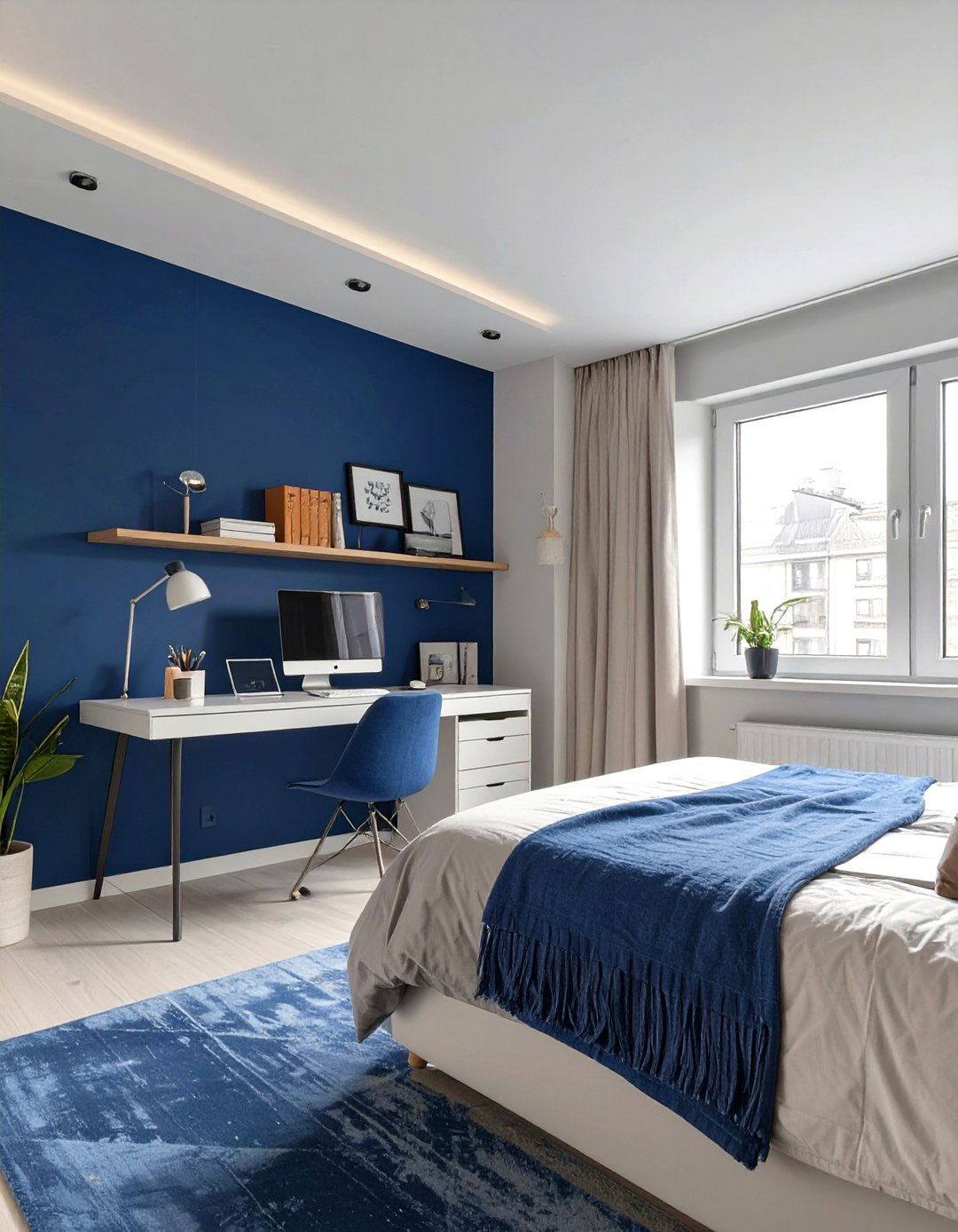 The Color Blocked Zoning Office Bedroom - 30 office bedroom ideas