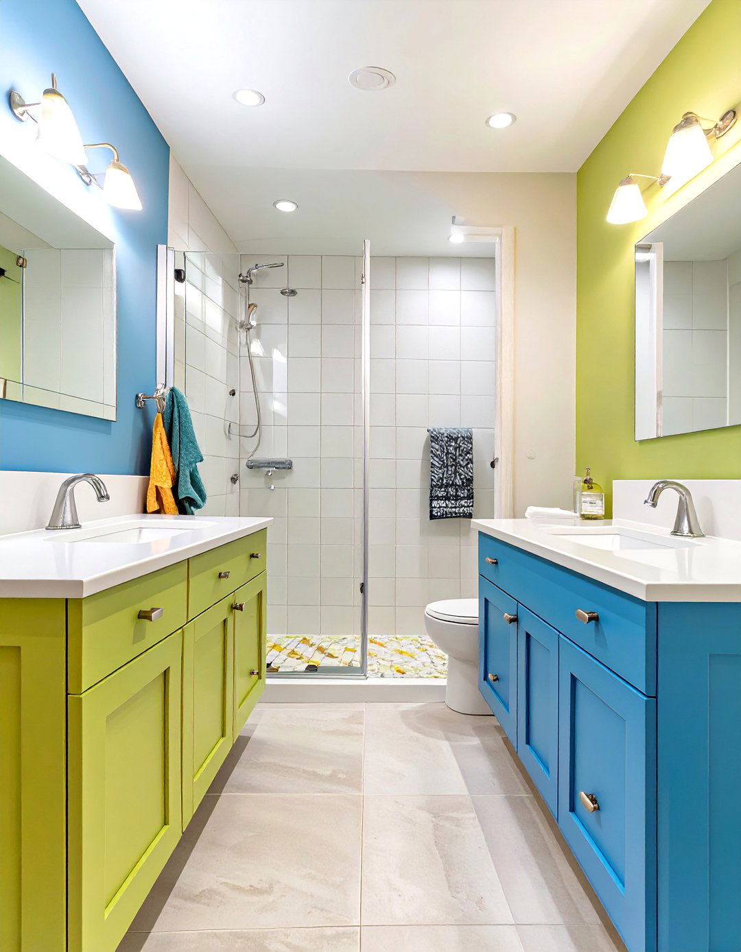 The Color Coded Bathroom - 30 jack and jill bathroom ideas