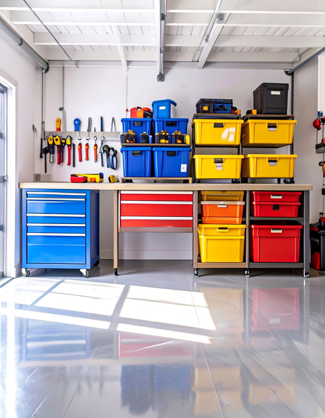 The Color Coded Organization Garage Workbench - 30 cool garage workbench ideas