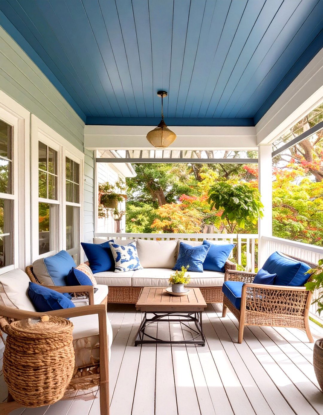 The Color Drenched Monochromatic Porch - 30 modern screened in porch ideas