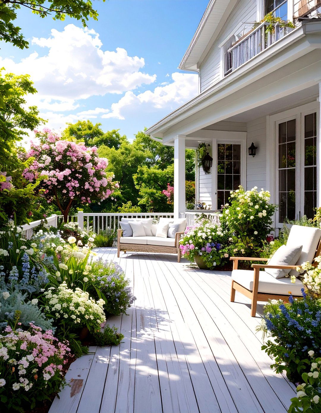 The Color Themed Garden Deck - 30 deck landscaping ideas