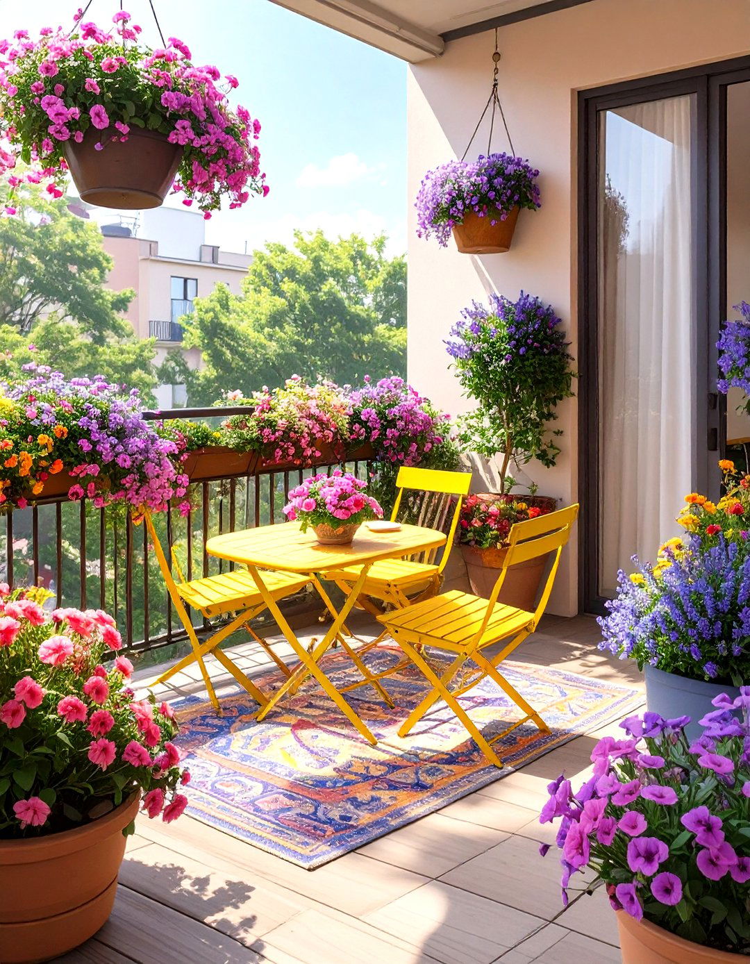 The Colorful Balcony Oasis - 30 outdoor  decorating ideas