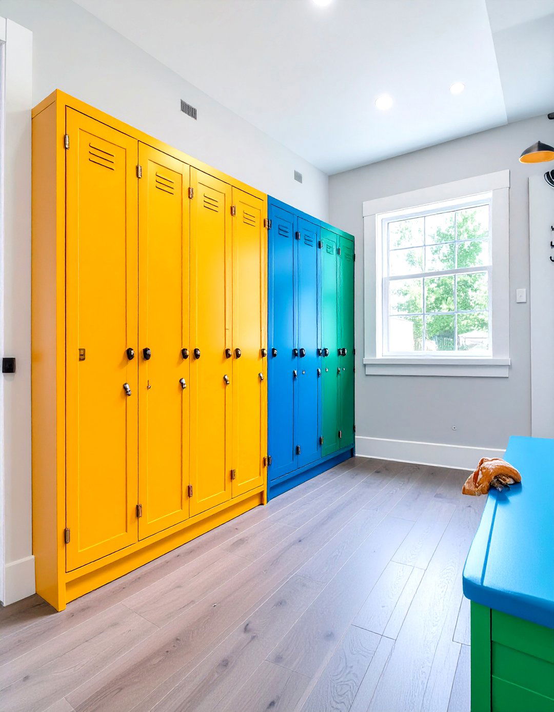 The Colorful Family Mudroom - 30 mudroom storage ideas