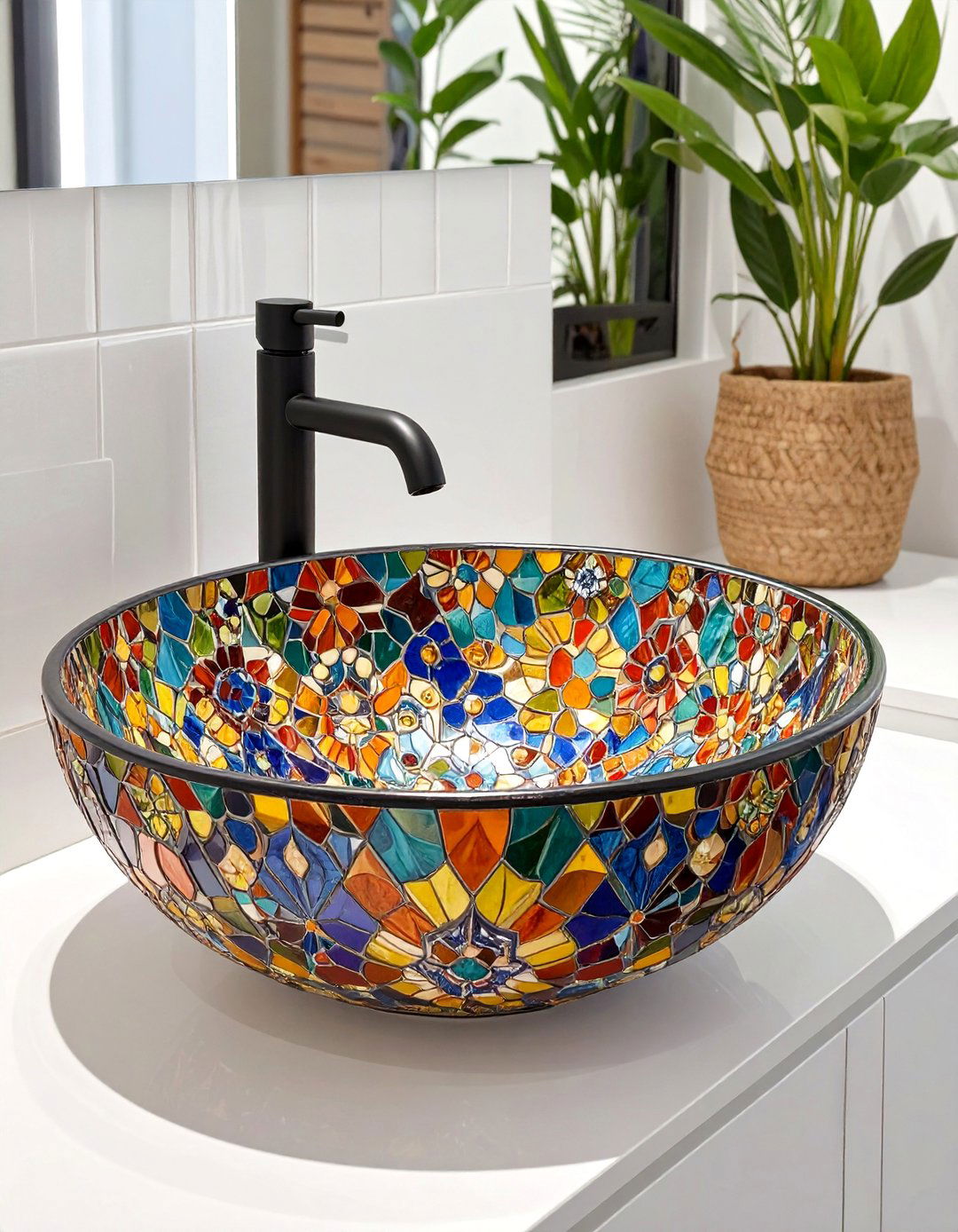 The Colorful Glass Mosaic Bathroom Sink - 30 bathroom sink ideas