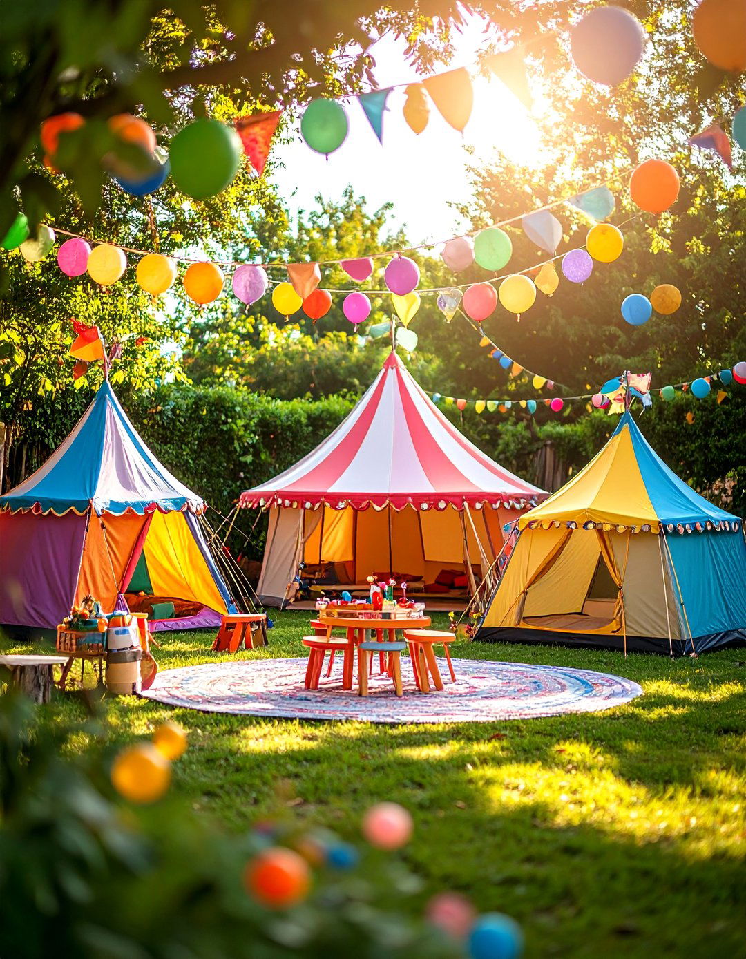 The Colorful Kids Carnival - 30 backyard camping ideas
