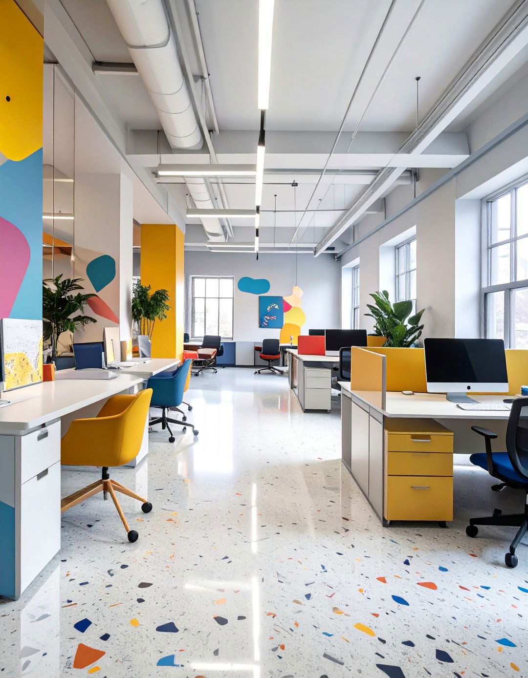 The Colorful Memphis Design Office - 30 office decoration ideas for work