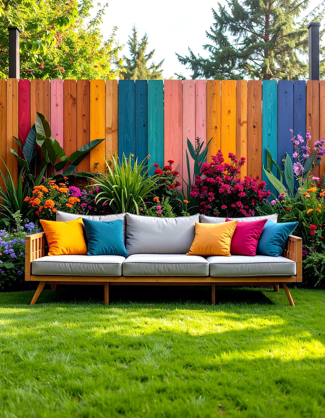 The Colorful Mural Fence Garden - 30 fence garden ideas