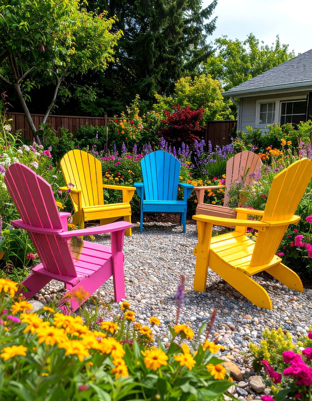 The Colorful Painted Furniture Patio - 30 diy patio ideas