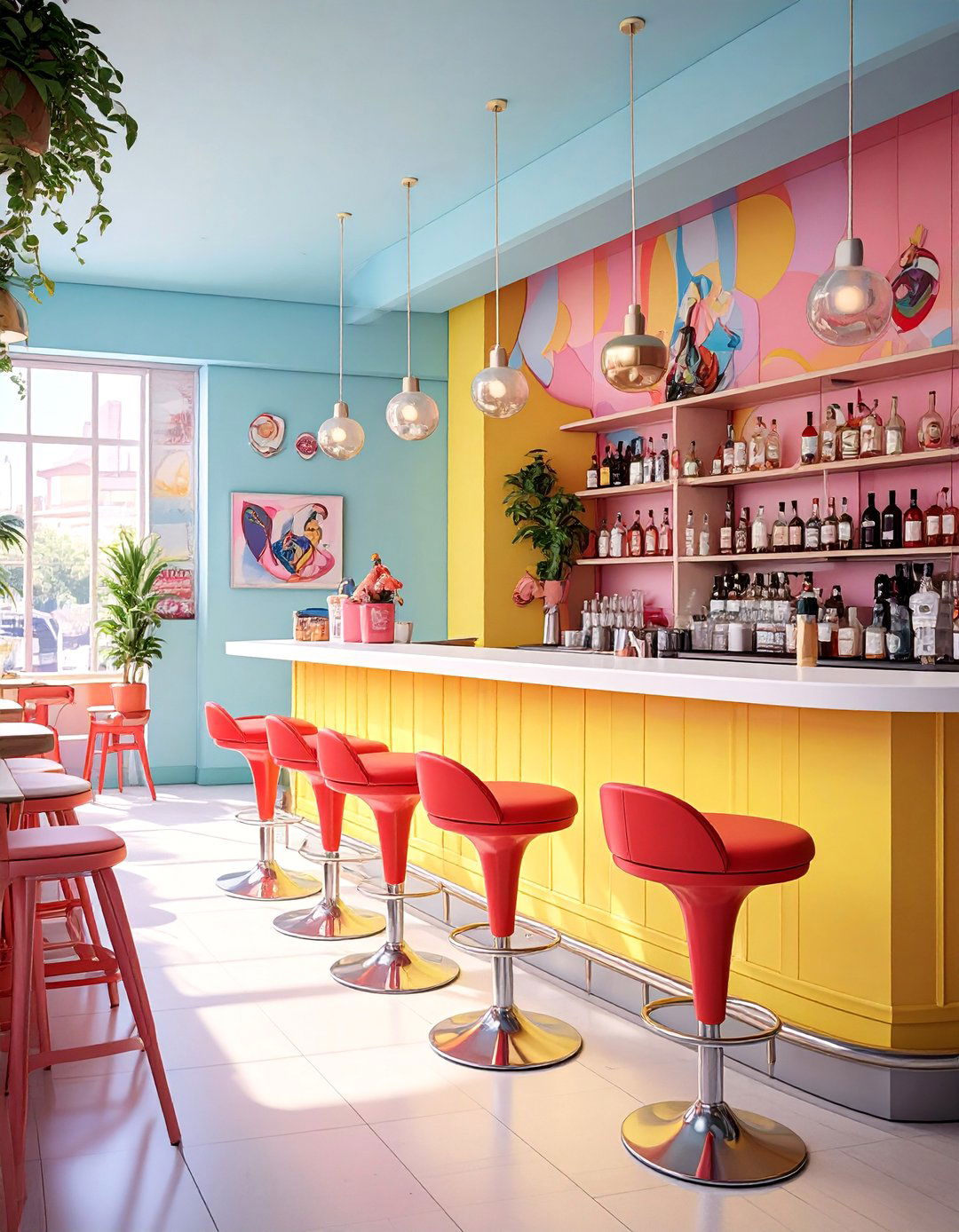 The Colorful Pop Art Basement Bar - 30 bar ideas for basement