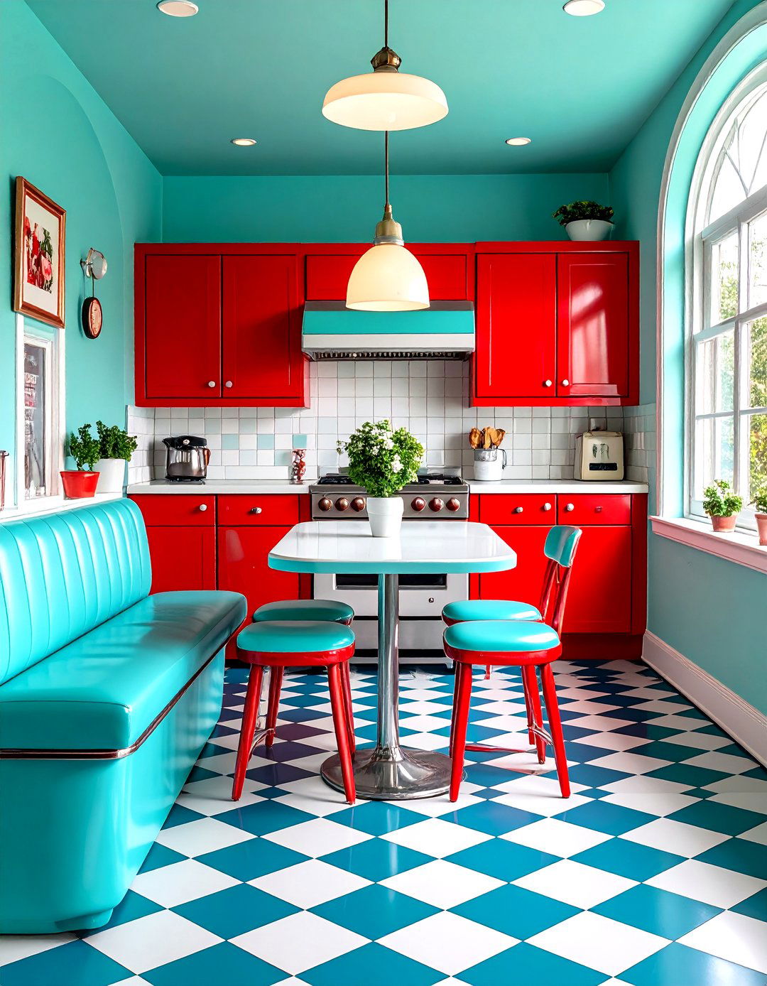 The Colorful Retro Diner Kitchen - 30 kitchen improvement ideas miprenovate