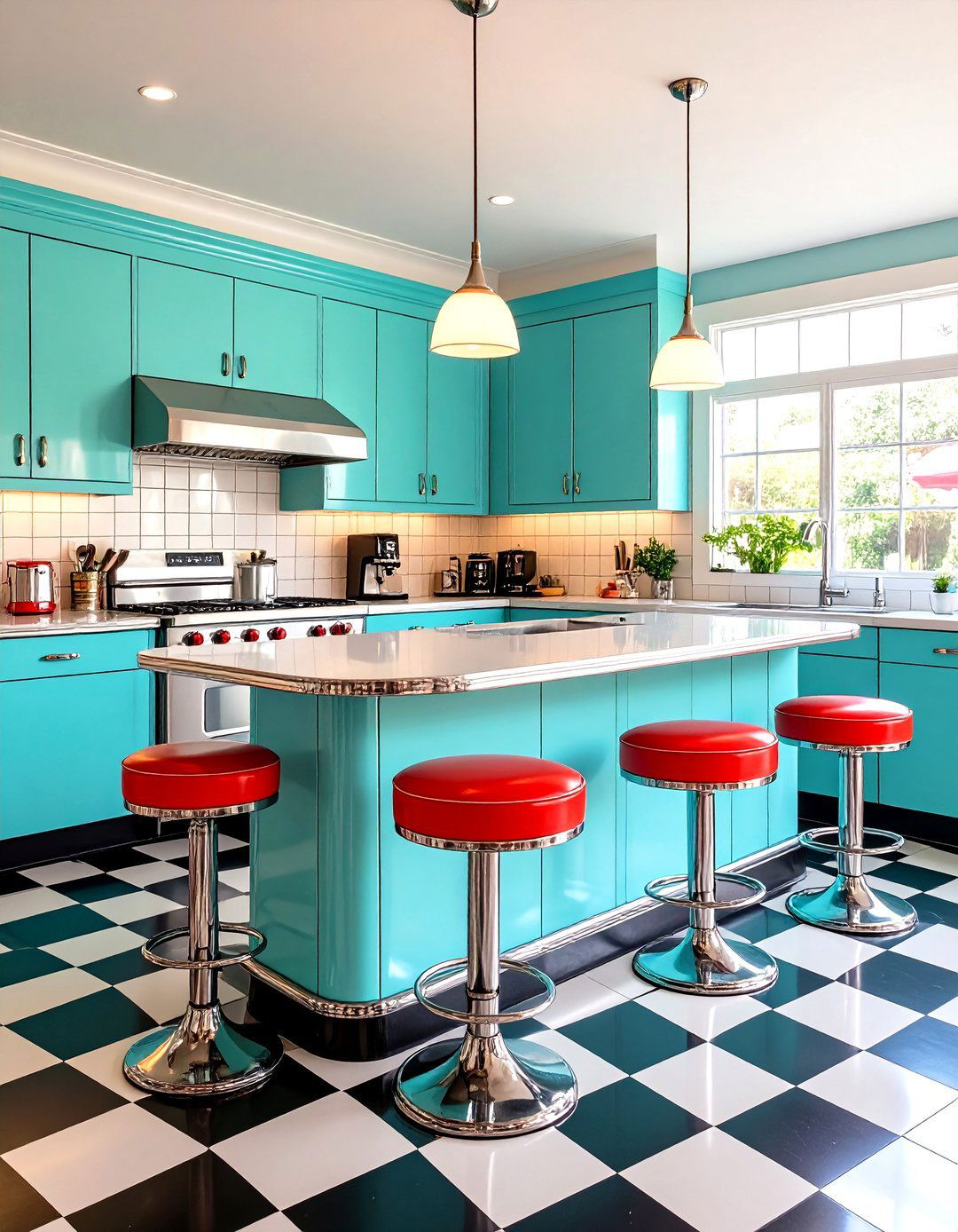 The Colorful Retro Diner Kitchen - 30 kitchen update ideas