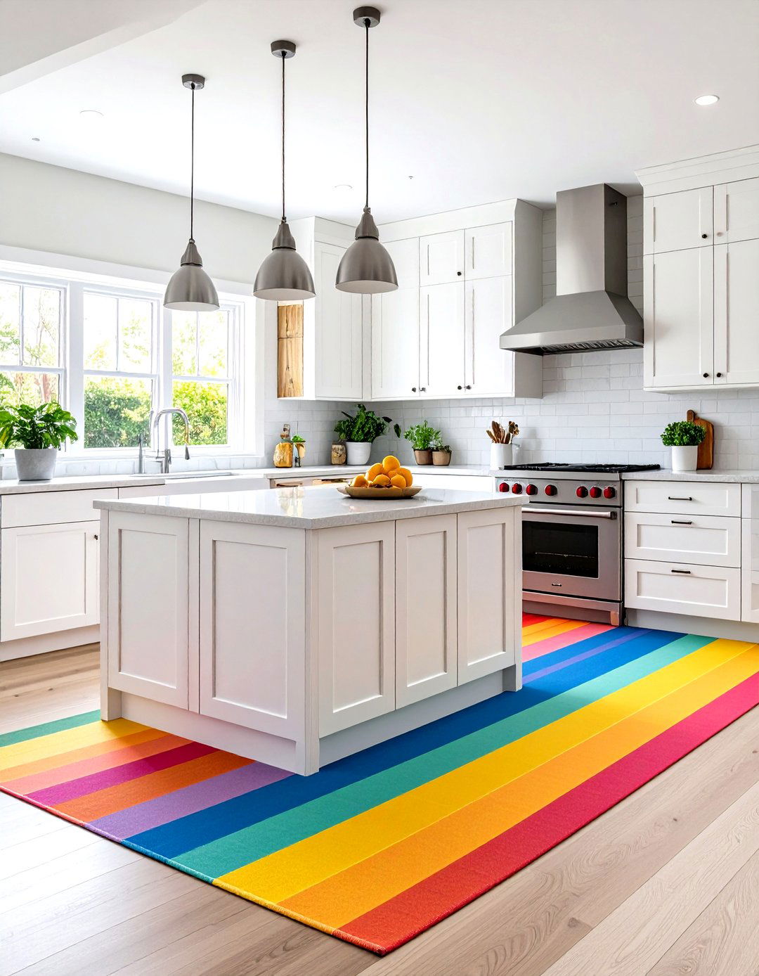 The Colorful Striped Kitchen Runner - 30 kitchen rug ideas