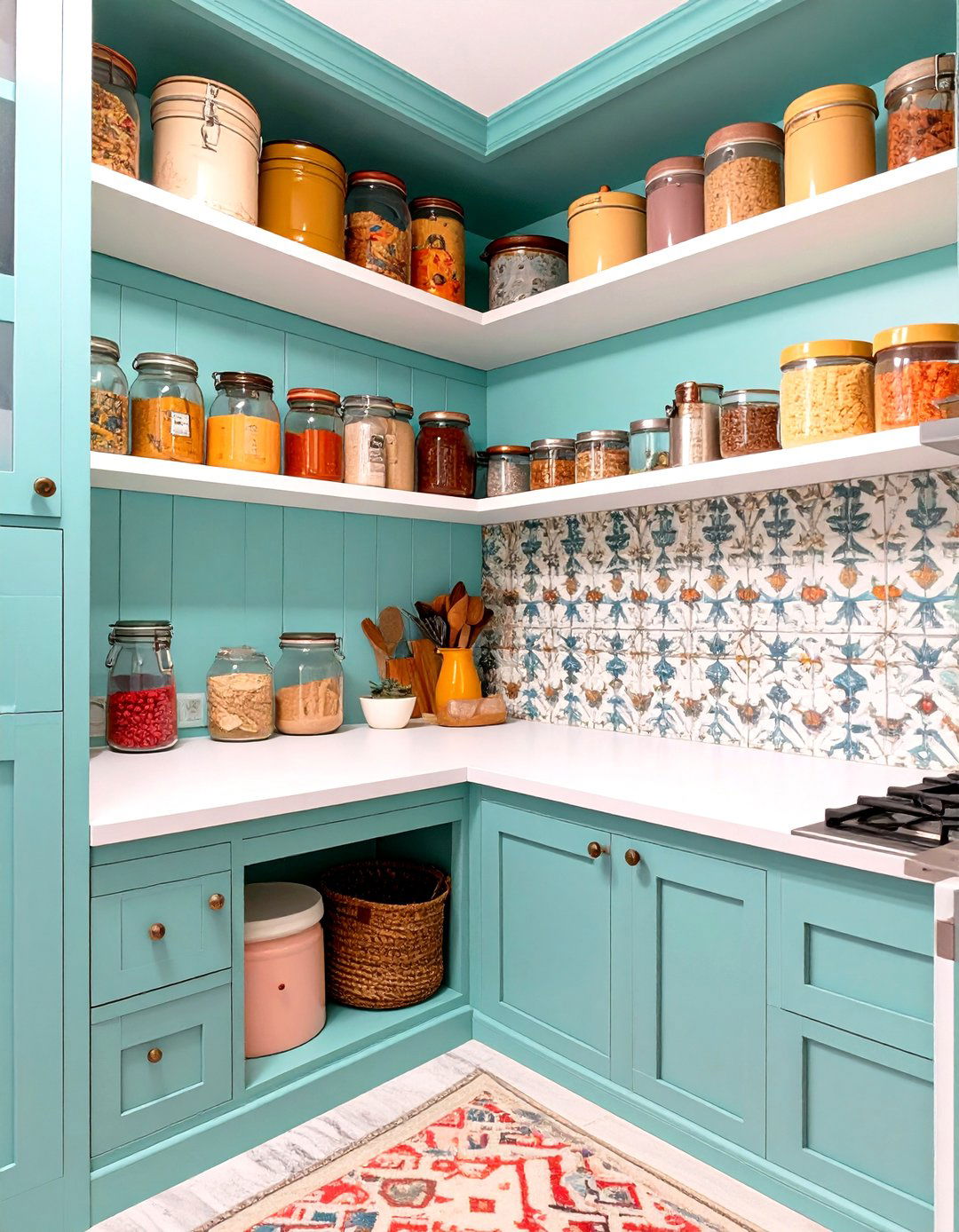 The Colorful and Eclectic Pantry - 30 corner pantry ideas
