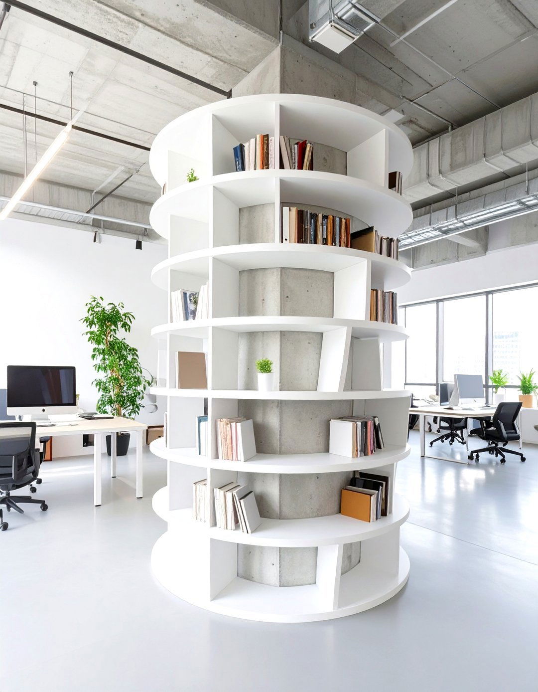 The Column Integrated Shelving - 30 office shelving ideas