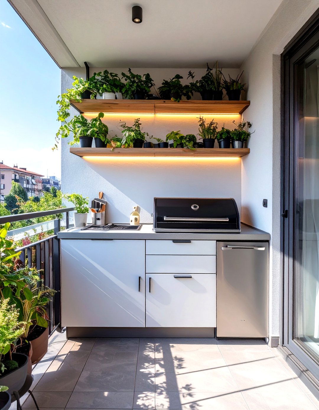 The Compact Balcony Outdoor Kitchen Nook - 30 cheap simple outdoor kitchen ideas